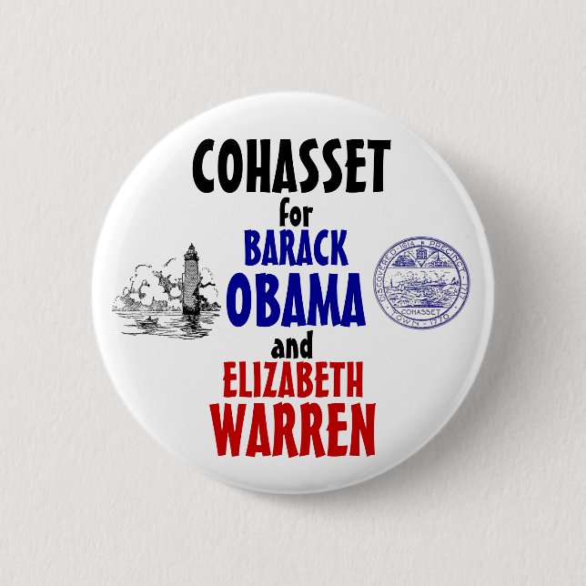 Cohasset för Obama och Warren 2012 Knapp (Framsida)