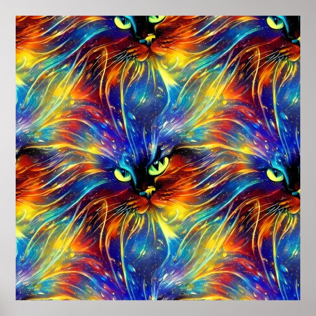 Cohesive Abstrakt Exquisite Cat Stänk Sömlös Poster (Framsidan)