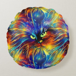 Cohesive Abstrakt Exquisite Cat Stänk Sömlös Rund Kudde