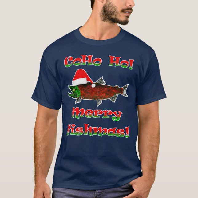 Coho Ho!  Fishmas - Manar Basic T-shirt (Framsida)
