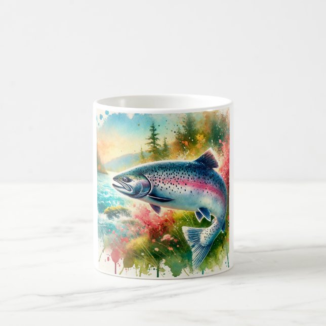Coho salmon 180724AREF119 - Watercolor Kaffemugg (Center)