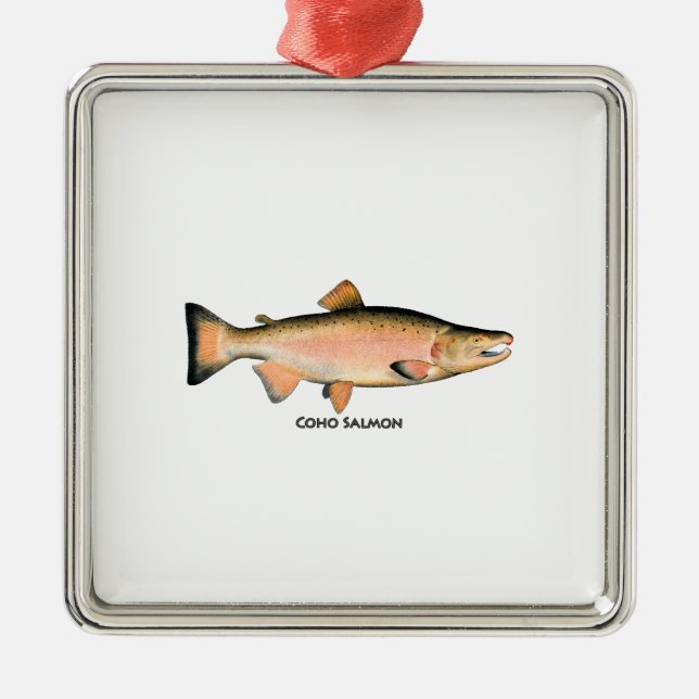Coho - silverlax (leken arrangerar gradvis), julgransprydnad metall (Framsidan)