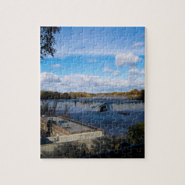 Cohoes Falls Waterfall Fotography Puzzle Pussel (Vertikal)