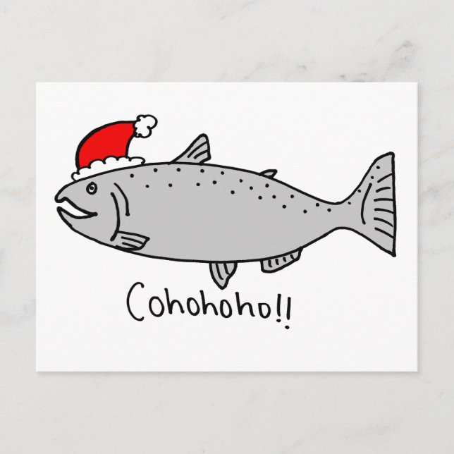 Cohoho jul Salmon Doodle Helg Vykort (Framsida)