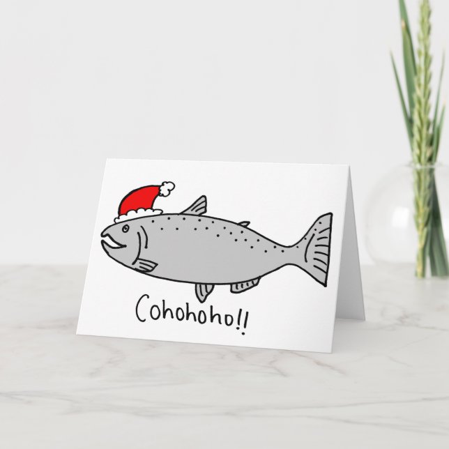 Cohoho jul Salmon Doodle Helgkort (Framsida)