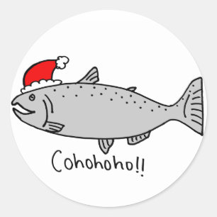 Cohoho jul Salmon Doodle Runt Klistermärke