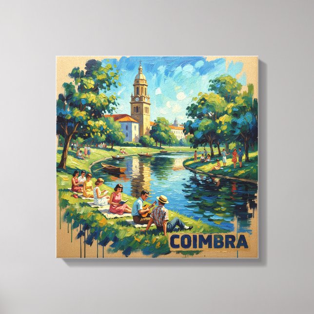 Coimbra Portugal Flodstranden Charm Sträckt Canvas (Framsida)