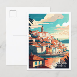 Coimbra Portugal vintage resor illustration Vykort