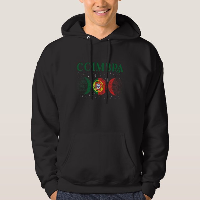 Coimbra Portuguese City Retro Portugal Flag Hoodie (Framsida)