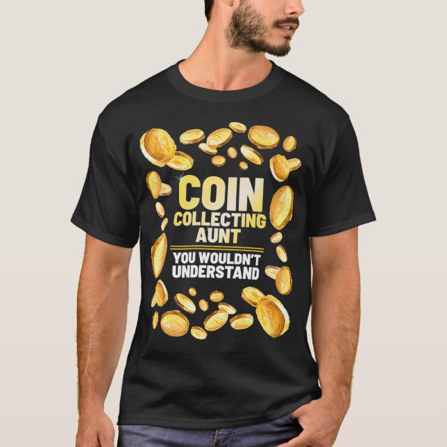Coin Collector Moster Funny Coin Collating Hobby T Shirt (Framsida)
