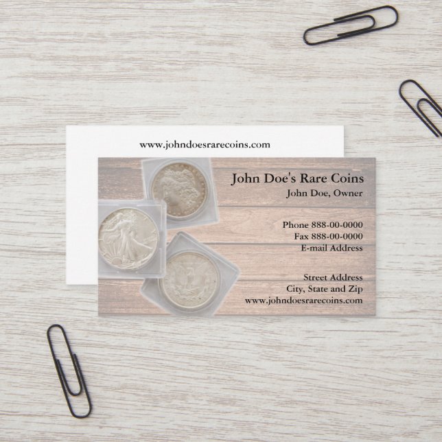 Coin Dealer Business Card Visitkort (Fram/Back In Situ)