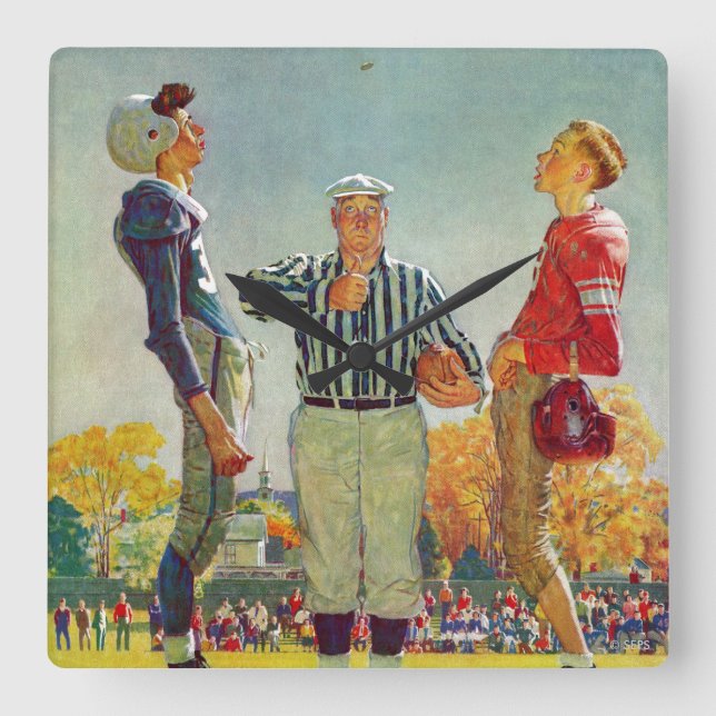 Coin Toss av Norman Rockwell Fyrkantig Klocka (Framsida)