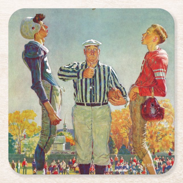 Coin Toss av Norman Rockwell Underlägg Papper Kvadrat (Framsidan)