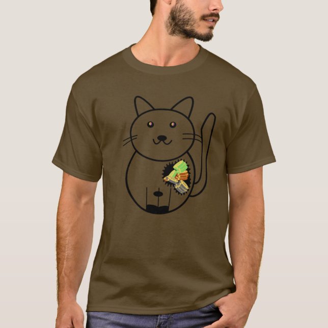 Coins-CAT On Dark Canva Tees T Shirt (Framsida)