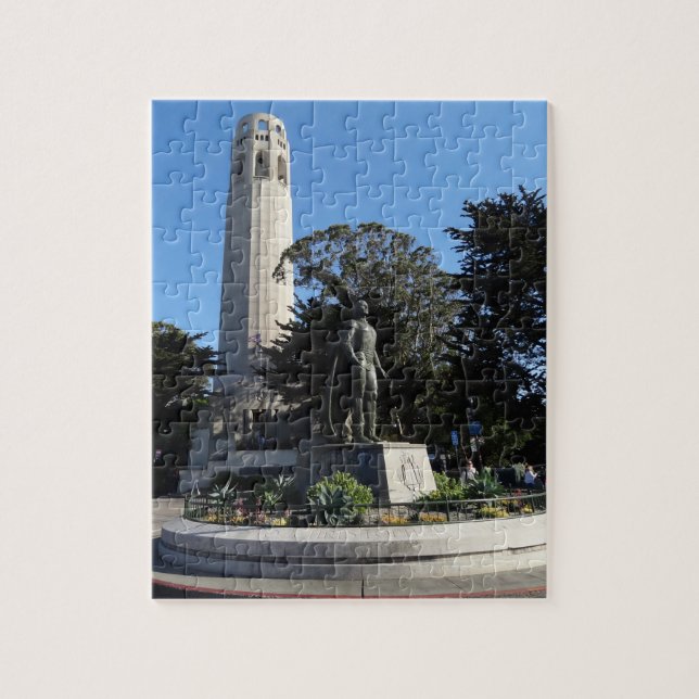 Coit Torn & Columbus Statue #1 Jigszle Puzzle Pussel (Vertikal)