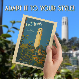 Coit Tower på Telegraph Hill, San Francisco Resa Vykort