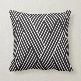 Cojín Almohada Líneas Cruzadas Negro Kudde