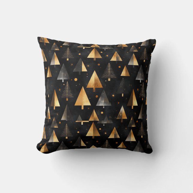 Cojín Black and Gold Trees Decorative Modern Kudde (Framsida)