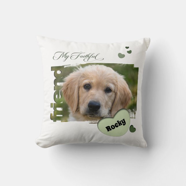 Cojín Customizable Pet Photo  "My Faithful Friend" Kudde (Framsida)