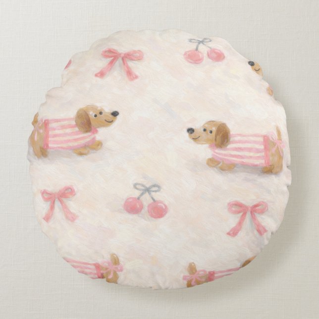 Cojín Decorativo con Patrón de Perritos Salchicha  Rund Kudde (Framsidan)