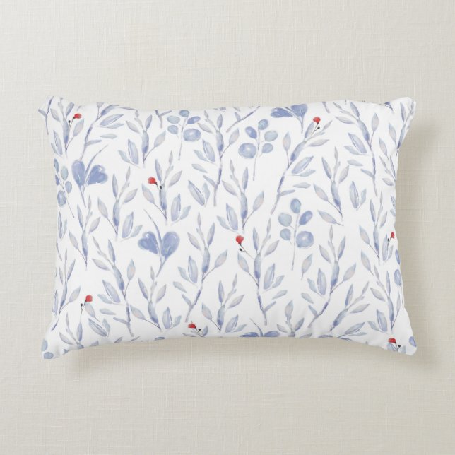 Cojín decorativo floral azul y rojo  prydnadskudde (Framsidan)