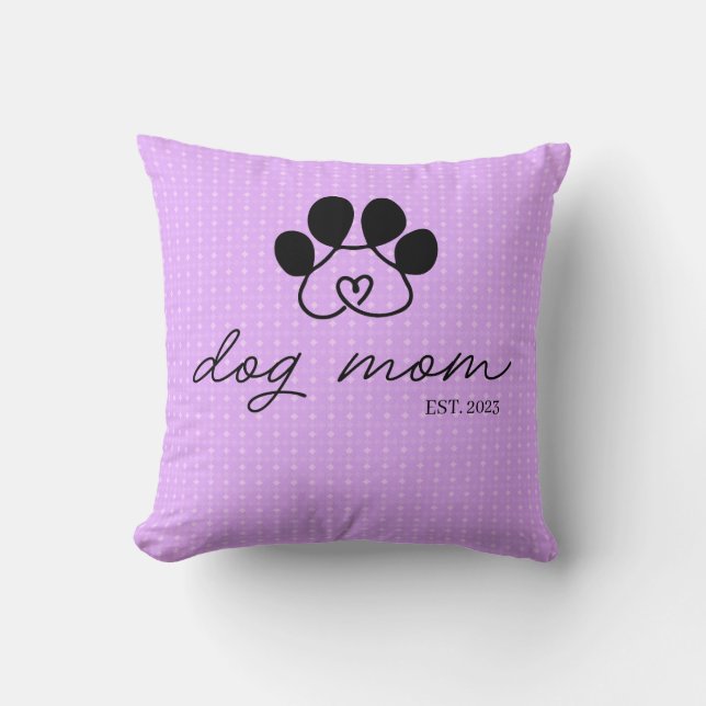 Cojín dog mom customizable lilac kudde (Framsida)