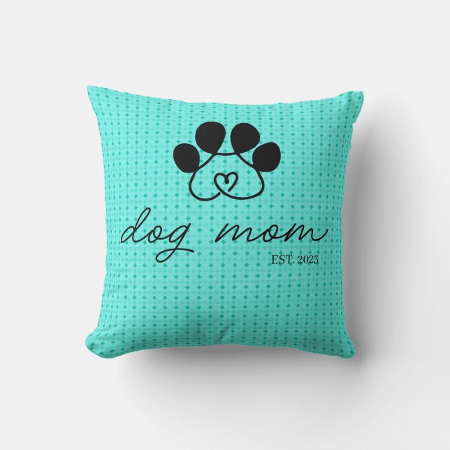 Cojín dog mom customizable mint green kudde (Framsida)