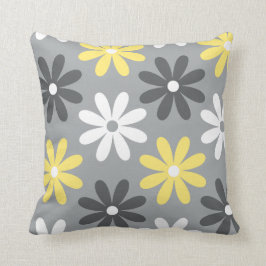 Cojín Grupo de Flores Gris y Amarillo Kudde