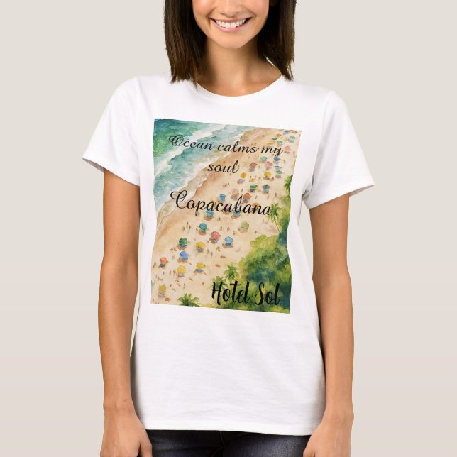 Cojín Playero Personalizable Copacabana Hotel Sol T Shirt (Framsida)