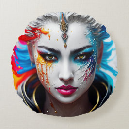 Cojín Redondo skin paint girl white Rund Kudde