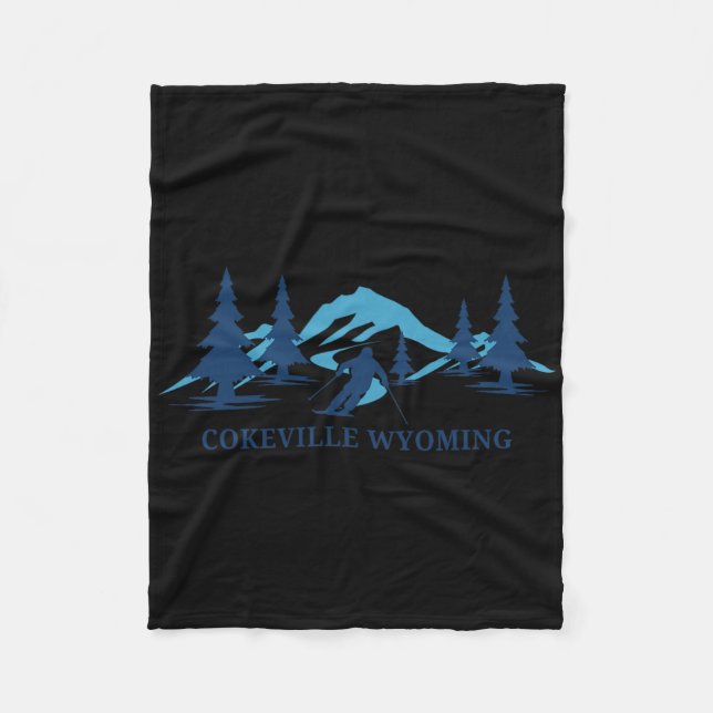 Cokeville Wyoming Ski Resort Skiing Skier Fleecefilt (Framsidan)
