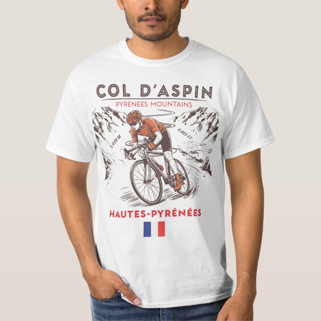 Col d'Aspin Cykling T-Shirt | Pyrenéerna (Framsida)
