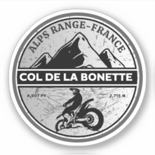 Col de la Bonette franska Alperna motorcykel tur Klistermärken
