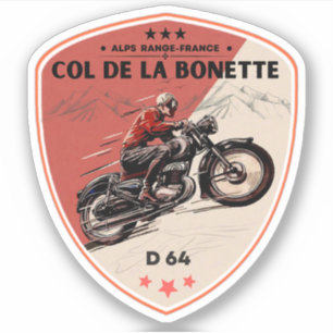 Col de la Bonette franska Alperna motorcykel tur Klistermärken