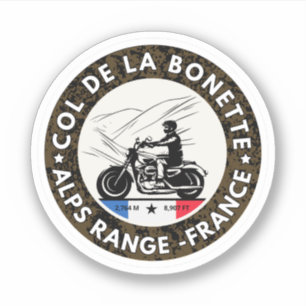 Col de la Bonette franska Alperna motorcykel tur Klistermärken