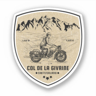 Col de la Givrine schweiziska alperna motorcykeltu Klistermärken