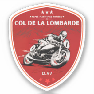 Col de la Lombarde franska Alperna motorcykel pres Klistermärken