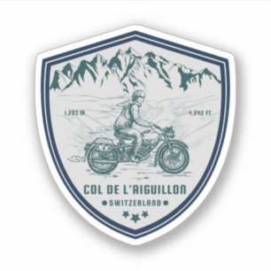 Col de l'Aiguillon schweiziska alperna motorcykelt Klistermärken