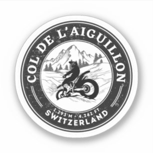 Col de l'Aiguillon schweiziska alperna motorcykelt Klistermärken