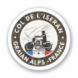 Col de l'Iseran franska Alperna motorcykel tur Klistermärken