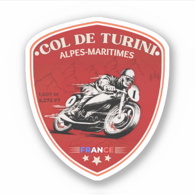 Col de Turini, Alpes-Maritimes motorcykel dekal (Framsida)