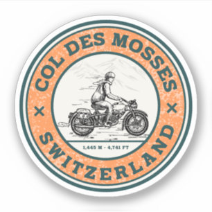 Col des Mosses schweizisk alper motorcykeltur Klistermärken