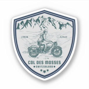 Col des Mosses schweiziska alperna motorcykeltur Klistermärken