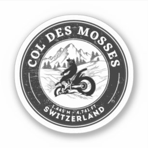 Col des Mosses schweiziska alperna motorcykeltur Klistermärken