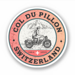 Col du Pillon schweiziska alperna motorcykeltur Klistermärken