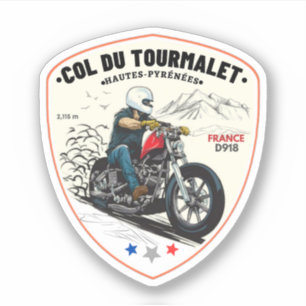 Col du Tourmalet-franskt bergspass resa motobik Klistermärken
