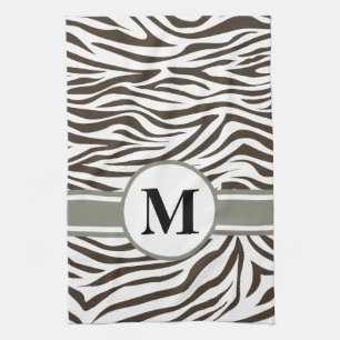 Cola Safari Zebra med monogram Kökshandduk