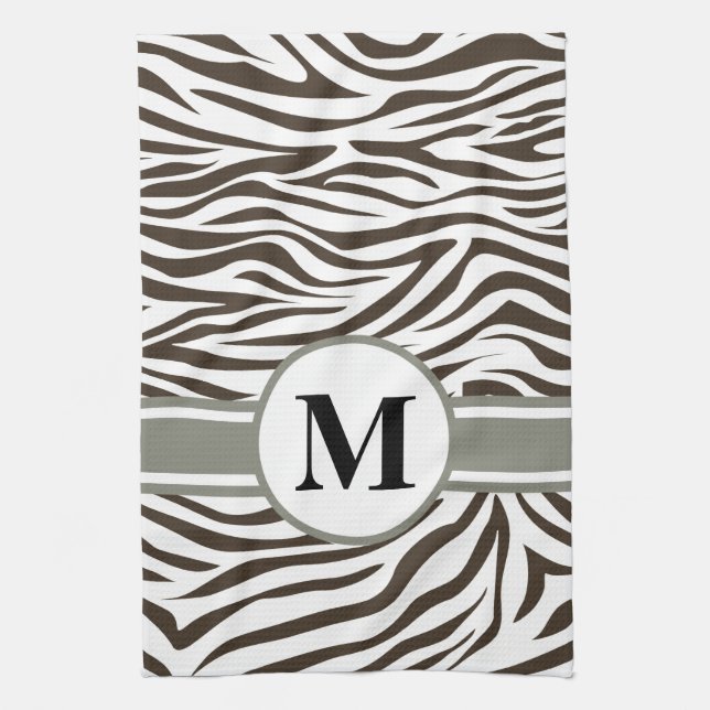 Cola Safari Zebra med monogram Kökshandduk (Vertikal)