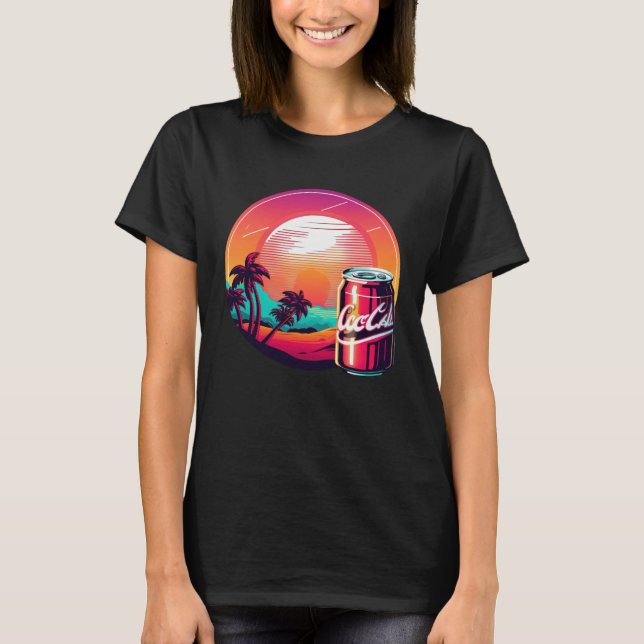 Cola Synthwave 80s Retrowave Aesthetic T Shirt (Framsida)