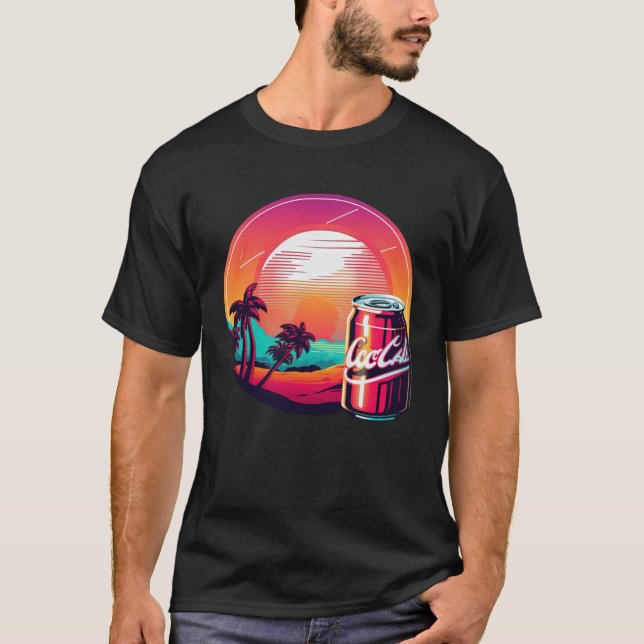 Cola Synthwave 80s Retrowave Aesthetic T Shirt (Framsida)